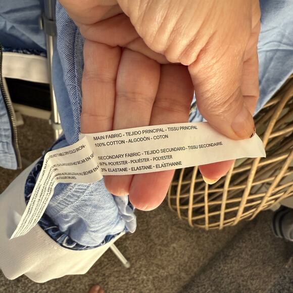 Denim & Flower by Ricky Singh Bomber Jacket Men's Medium Blue Oxford Zip Up - Picture 9 of 10